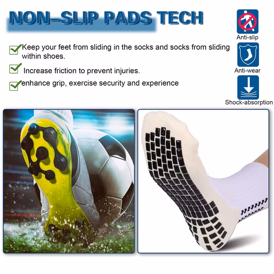 Rutschfeste Sport-Fußballsocken, rutschfeste Fußball-Grip-Socken, Unisex, sportliche Sportsocken mit Gummipunkten, atmungsaktive Basketballsocken zum Wandern, Laufen